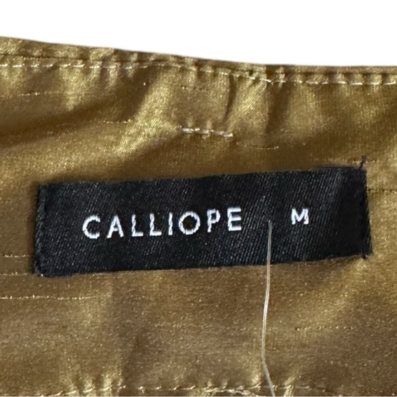 Calliope Olive Green Satin Wrap Trouser Pants Size M NWT Ruched High Rise Dressy - Picture 8 of 10